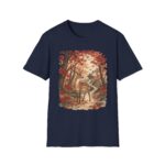 Autumn Deer Ukiyo-e T-Shirt — Rustic Fall Woodland Tee with Deer & Maple Leaves