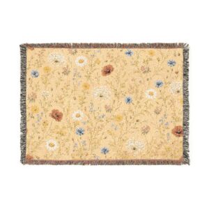 Vintage Floral Pattern Woven Blanket | Boho Cottagecore Throw