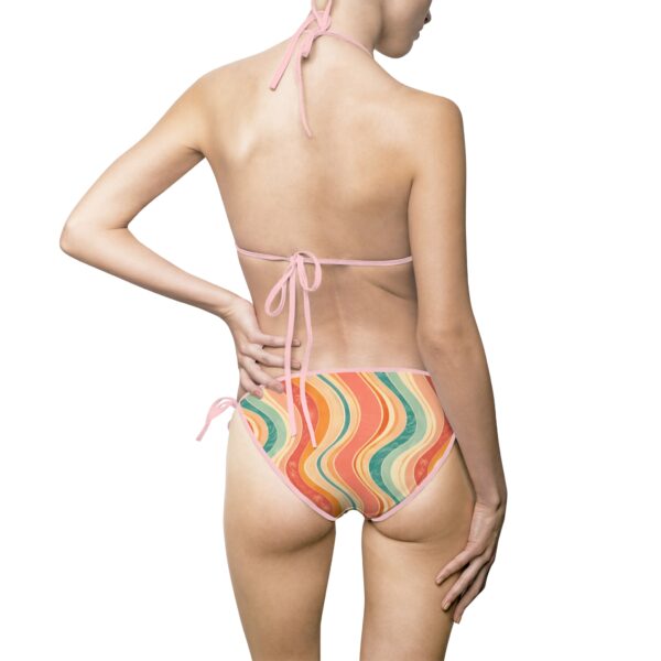 Retro Rainbow Stripe Triangle Bikini — Women's Tie-Side Swimsuit