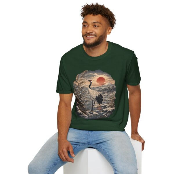 Crane Sunset T-Shirt — Vintage Japanese Ukiyo-e Landscape Tee