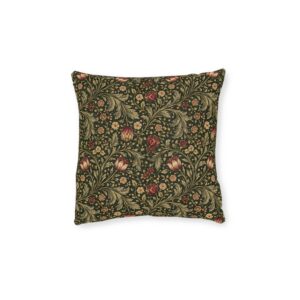 Heritage Garden Scroll Square Pillow — Floral Scroll Decorative Throw Pillow
