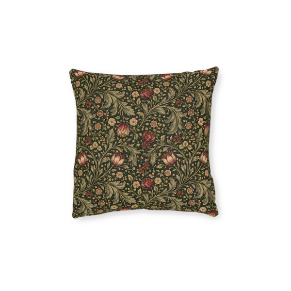Heritage Garden Scroll Square Pillow — Floral Scroll Decorative Throw Pillow