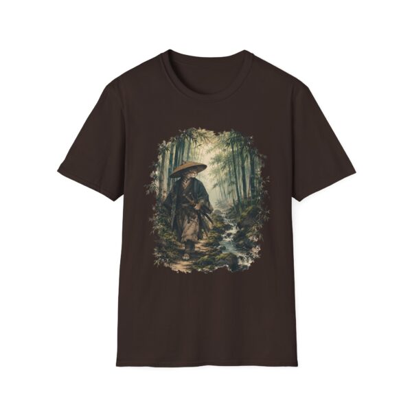 Samurai with Straw Hat Bamboo Forest T-Shirt | Japanese Warrior Illustration
