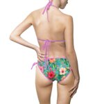 Tropical Floral Triangle Tie‑Side Bikini — Women's Swimsuit