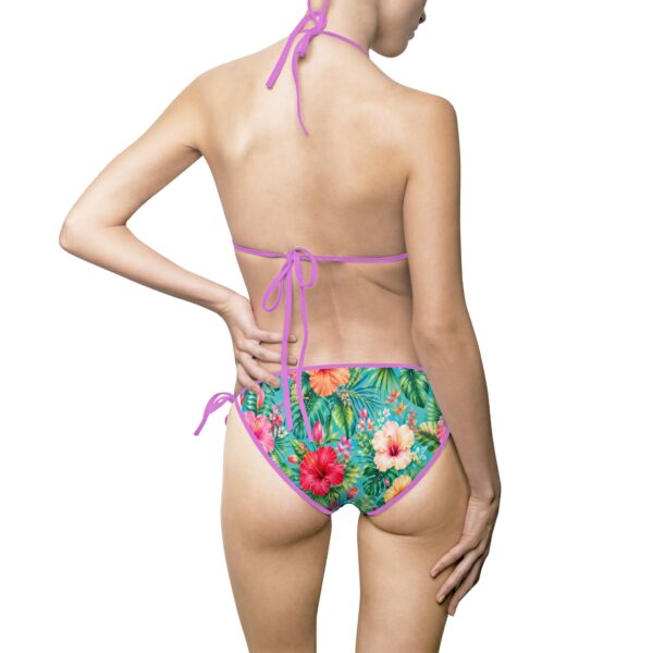 Tropical Floral Triangle Tie‑Side Bikini — Women's Swimsuit