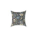 Blue Vintage Floral Pattern Square Poly Canvas Pillow | Cottagecore Botanical Throw