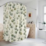 Eucalyptus Leaf Pattern Shower Curtain | Botanical Bathroom Decor