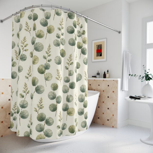 Eucalyptus Leaf Pattern Shower Curtain | Botanical Bathroom Decor