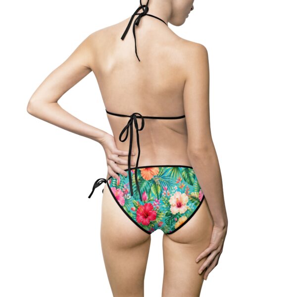Tropical Floral Triangle Tie‑Side Bikini — Women's Swimsuit
