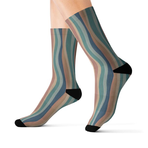 Retro Wavy Stripe Sublimation Crew Socks — Cozy Multicolor