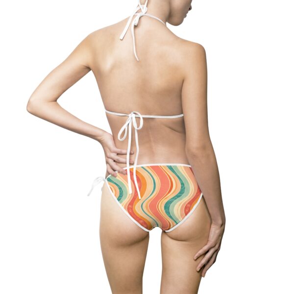 Retro Rainbow Stripe Triangle Bikini — Women's Tie-Side Swimsuit