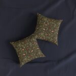Heritage Garden Scroll Square Pillow — Floral Scroll Decorative Throw Pillow
