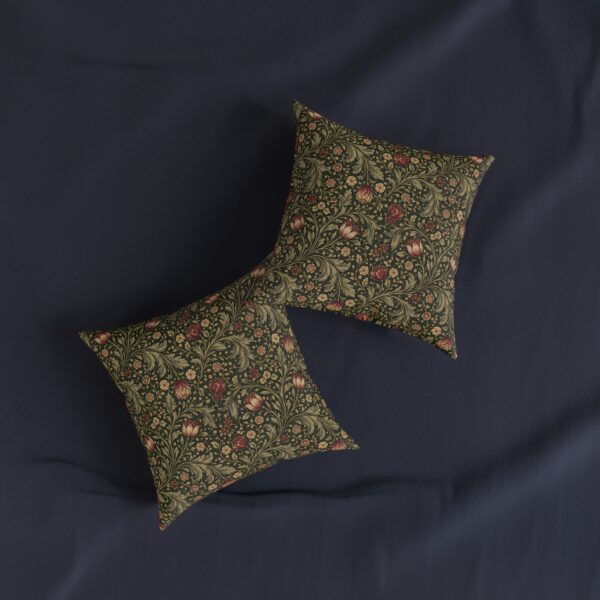 Heritage Garden Scroll Square Pillow — Floral Scroll Decorative Throw Pillow