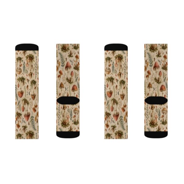Mushroom Garden Sublimation Socks — Vintage Botanical Cozy Crew Socks