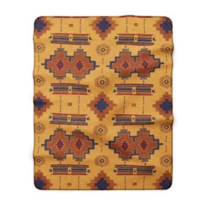 Southwestern Aztec Geometric Pattern Sherpa Blanket | Fleece Throw