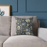 Blue Vintage Floral Pattern Square Poly Canvas Pillow | Cottagecore Botanical Throw