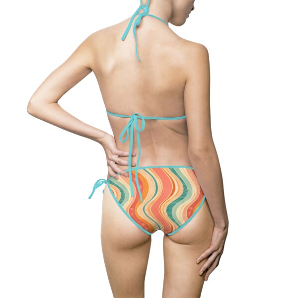 Retro Rainbow Stripe Triangle Bikini — Women's Tie-Side Swimsuit