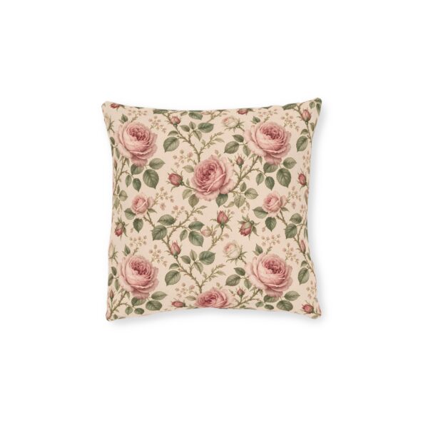 Vintage Rose Floral Square Pillow – Classic Botanical Throw Pillow