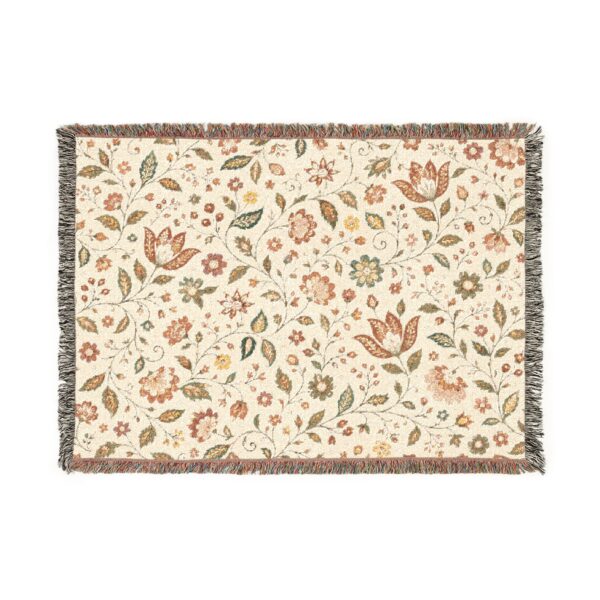 Floral Jacobean Woven Blanket | Vintage Floral Throw
