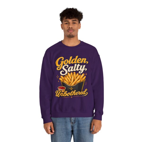 French Fry Crewneck Sweatshirt — "Golden, Salty, Unbothered" Graphic