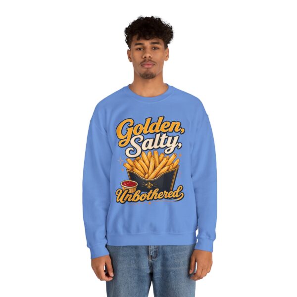 French Fry Crewneck Sweatshirt — "Golden, Salty, Unbothered" Graphic