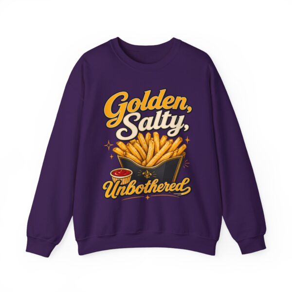 French Fry Crewneck Sweatshirt — "Golden, Salty, Unbothered" Graphic