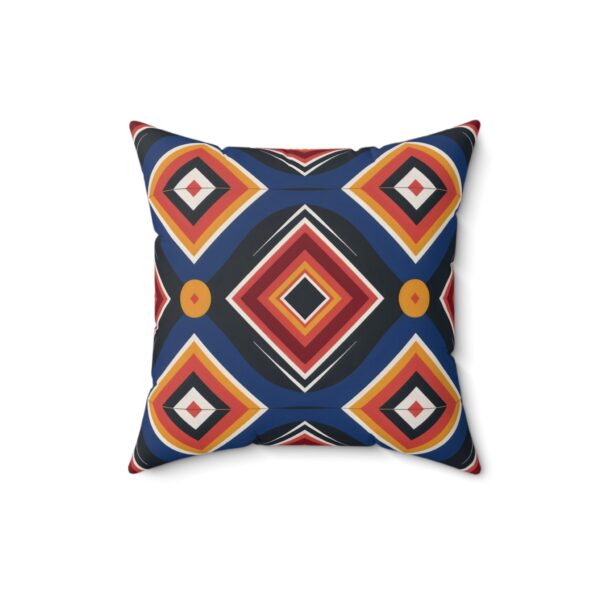Square Pillow - Blue, Black, Orange, and Yellow Diamond Print