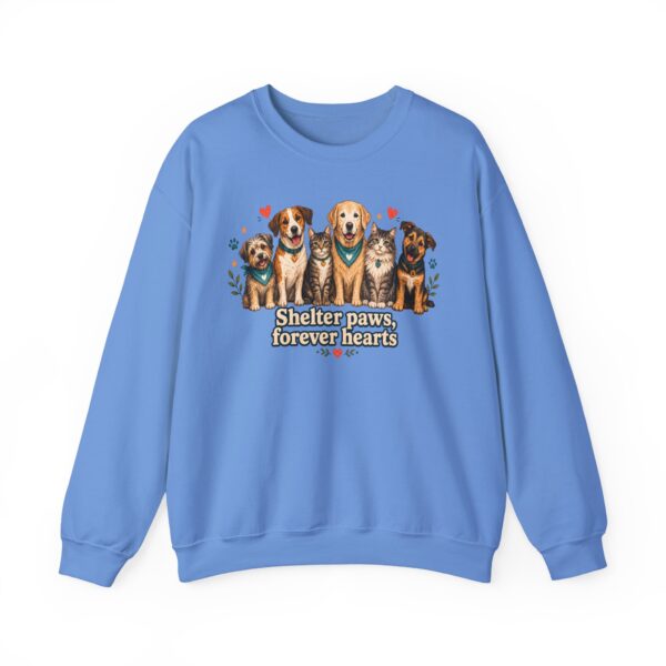 Shelter Paws Crewneck Sweatshirt — "Shelter Paws, Forever Hearts" Rescue Dog & Cat Pullover