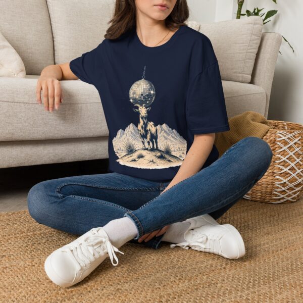 Goat Disco T-Shirt — Retro Monochrome 'Unfazed Goat' Graphic