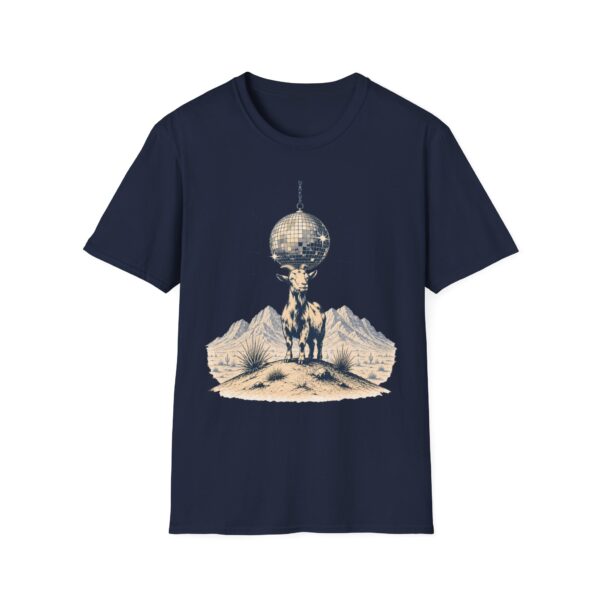 Goat Disco T-Shirt — Retro Monochrome 'Unfazed Goat' Graphic