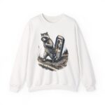 Raccoon in Ditch Vintage Crewneck Sweatshirt — Retro Payphone Graphic