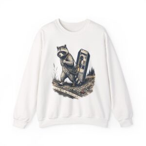 Raccoon in Ditch Vintage Crewneck Sweatshirt — Retro Payphone Graphic