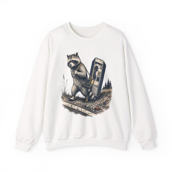 Raccoon in Ditch Vintage Crewneck Sweatshirt — Retro Payphone Graphic