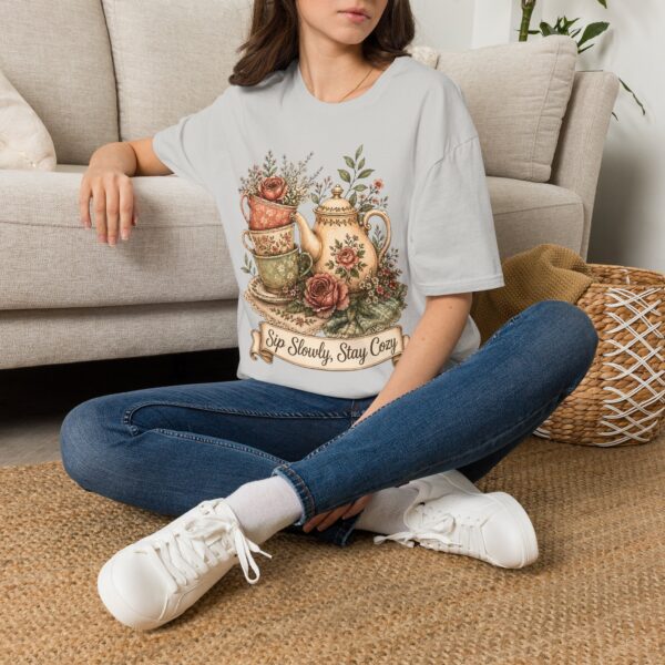 Tea Time Floral T-Shirt — "Sip Slowly, Stay Cozy" Vintage Teapot Tee
