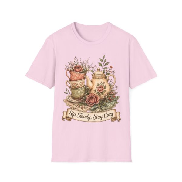Tea Time Floral T-Shirt — "Sip Slowly, Stay Cozy" Vintage Teapot Tee