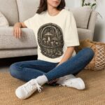 Vintage Mushroom Basket T-Shirt — Botanical Fungi Illustration Tee