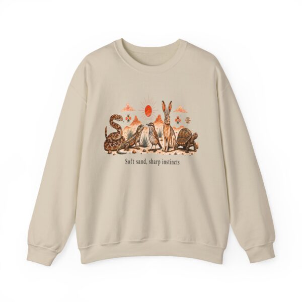 Desert Wildlife Crewneck Sweatshirt – "Soft Sand, Sharp Instincts" Snake, Lizard & Turtle Graphic