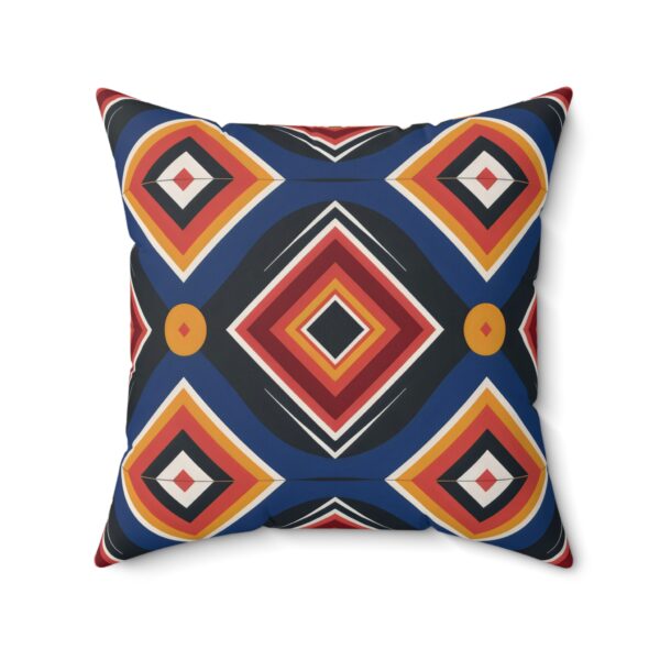 Square Pillow - Blue, Black, Orange, and Yellow Diamond Print