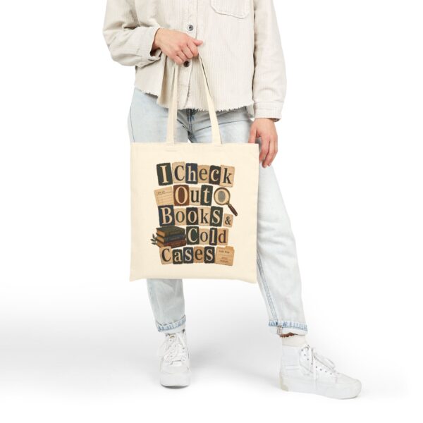 I Check Out Books & Cold Cases Vintage True-Crime Booklover Canvas Tote