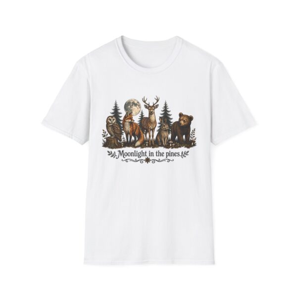 Moonlight in the Pines Wildlife T-Shirt — Deer, Bear, Fox & Owl Nature Tee