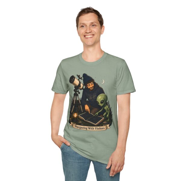 Stargazing with Visitors T-Shirt — Astronomy Alien Stargazing Map Tee