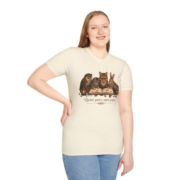 Reading Forest Animals T-Shirt — "Quiet Paws, Open Pages" Book Lover Tee