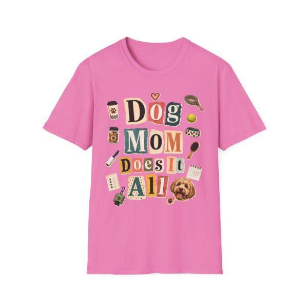 Dog Mom T-Shirt — "Dog Mom Does It All" Playful Collage Tee for Pet Lovers