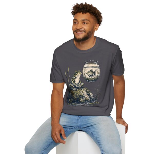 Vintage Frog & Floating Fishbowl T-Shirt — Whimsical Nature Tee
