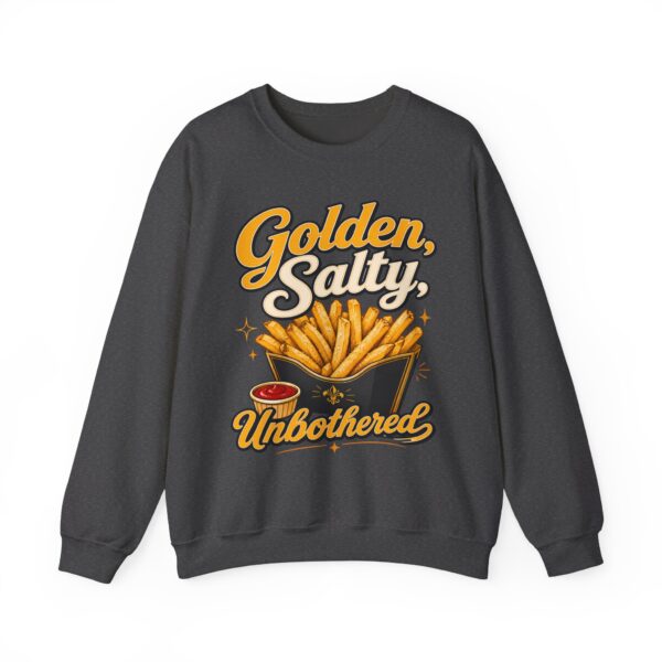 French Fry Crewneck Sweatshirt — "Golden, Salty, Unbothered" Graphic