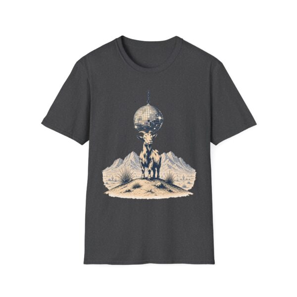 Goat Disco T-Shirt — Retro Monochrome 'Unfazed Goat' Graphic
