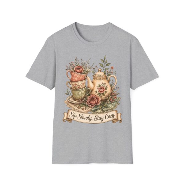 Tea Time Floral T-Shirt — "Sip Slowly, Stay Cozy" Vintage Teapot Tee