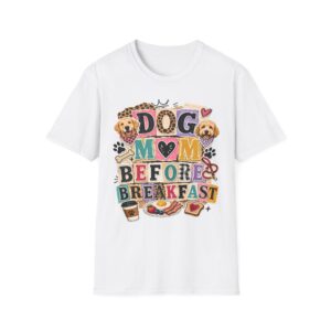 Dog Mom Before Breakfast Retro Paw & Bone T-Shirt