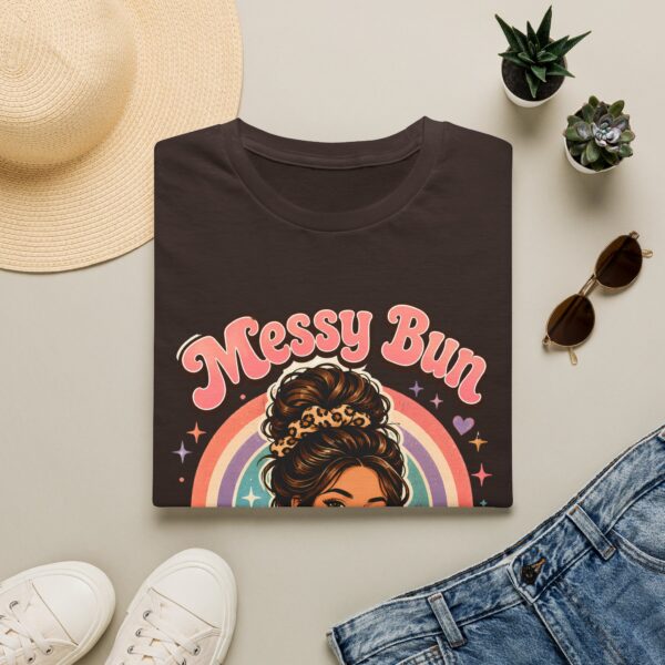Messy Bun Magic Retro Rainbow Hair Lover T‑Shirt