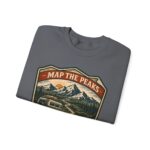 Vintage Mountain Camping Crewneck — "Map the Peaks / Camp the Quiet Miles"